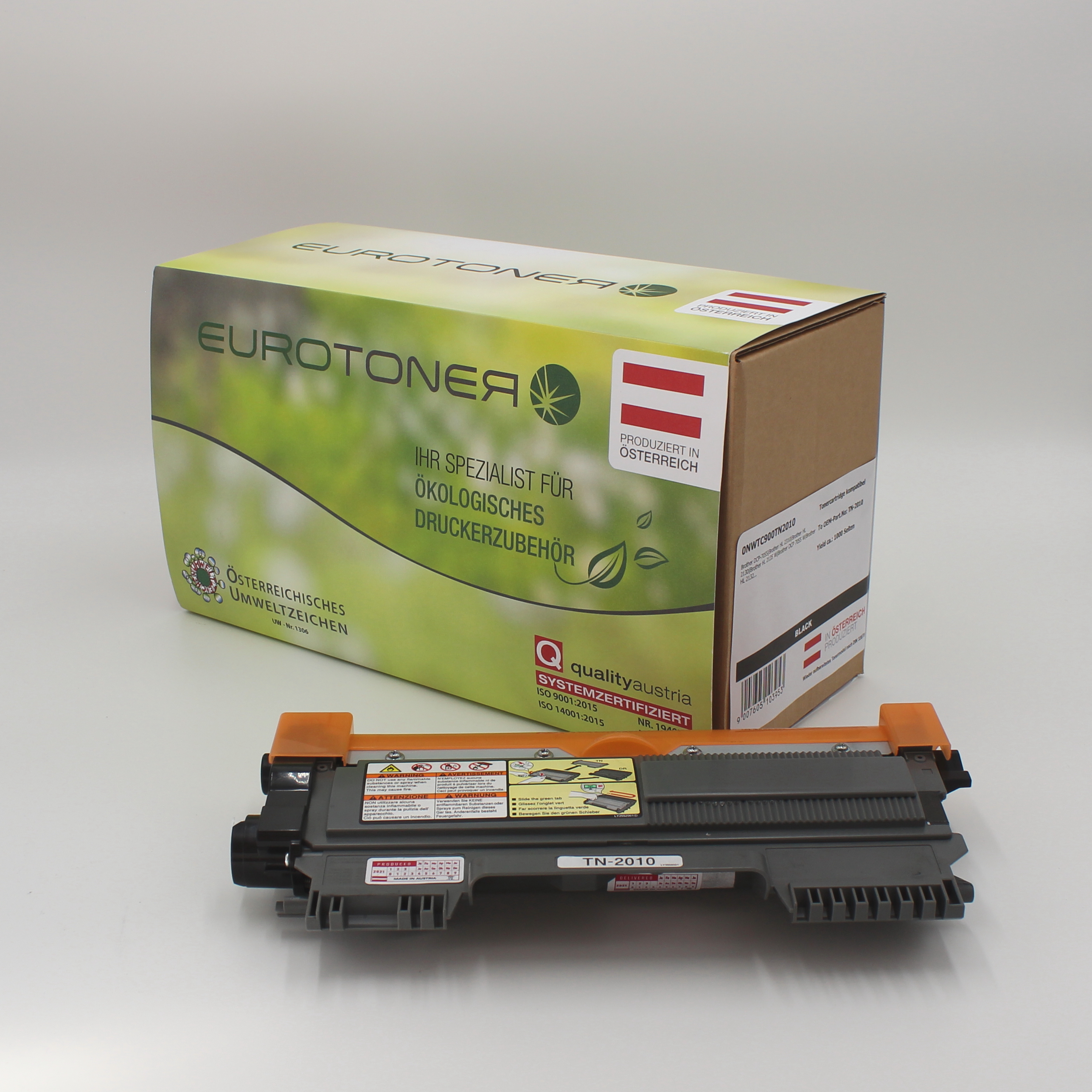 Eurotoner wiederaufbereitet fuer Brother TN-2010 schwarz
