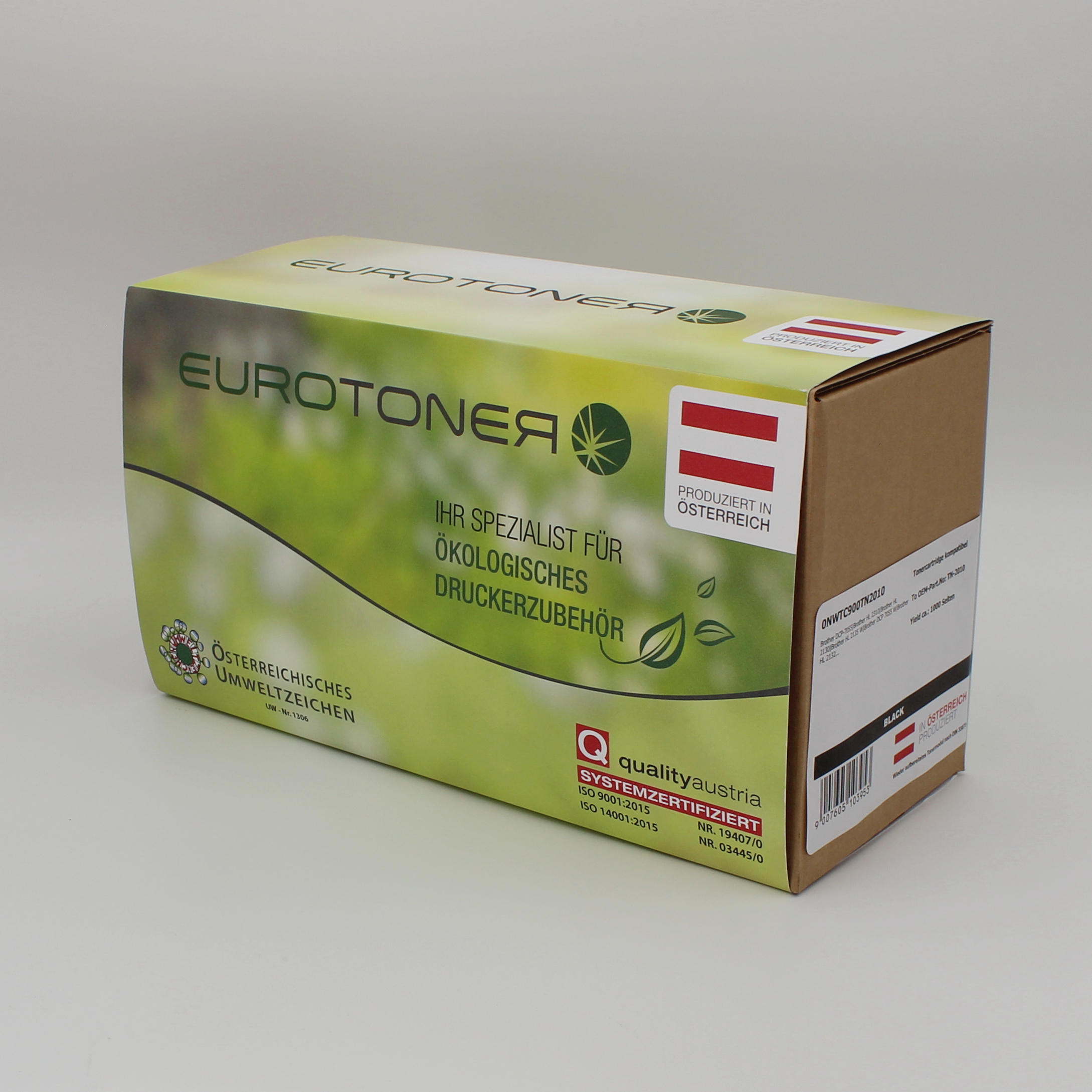 Eurotoner wiederaufbereitet fuer Brother TN-2010 schwarz