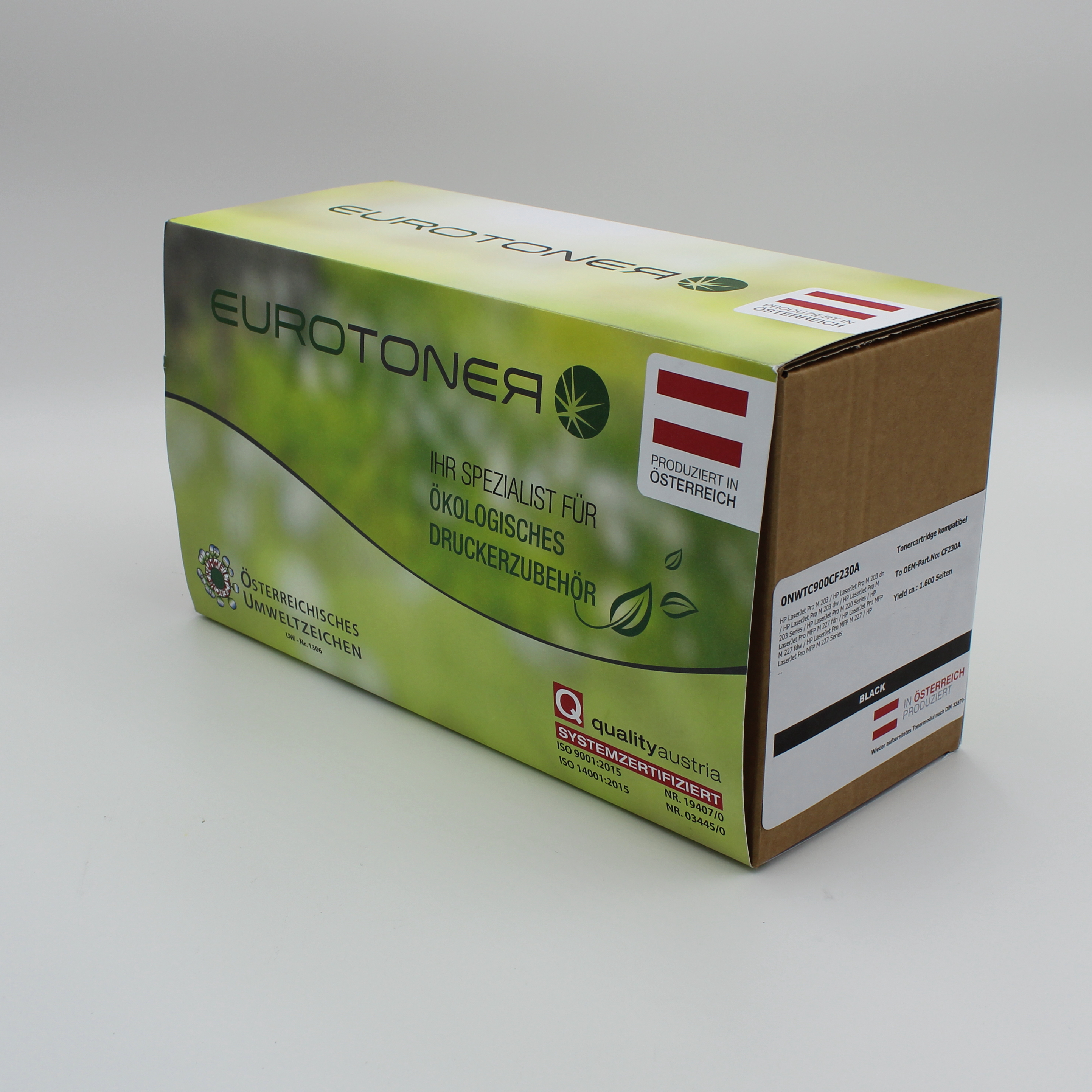 Eurotoner wiederbefuellt fuer HP CF230A schwarz